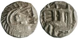 Ancient Coins - Eastern Arabia, Mleiha: in name of Abi'el, silver drachm (3.65g), Mleiha (Maleha, Sharjah) mint, 100 BCE-100 CE. Crude imitation Alexander III coinage. Horse, palm tree, trident
