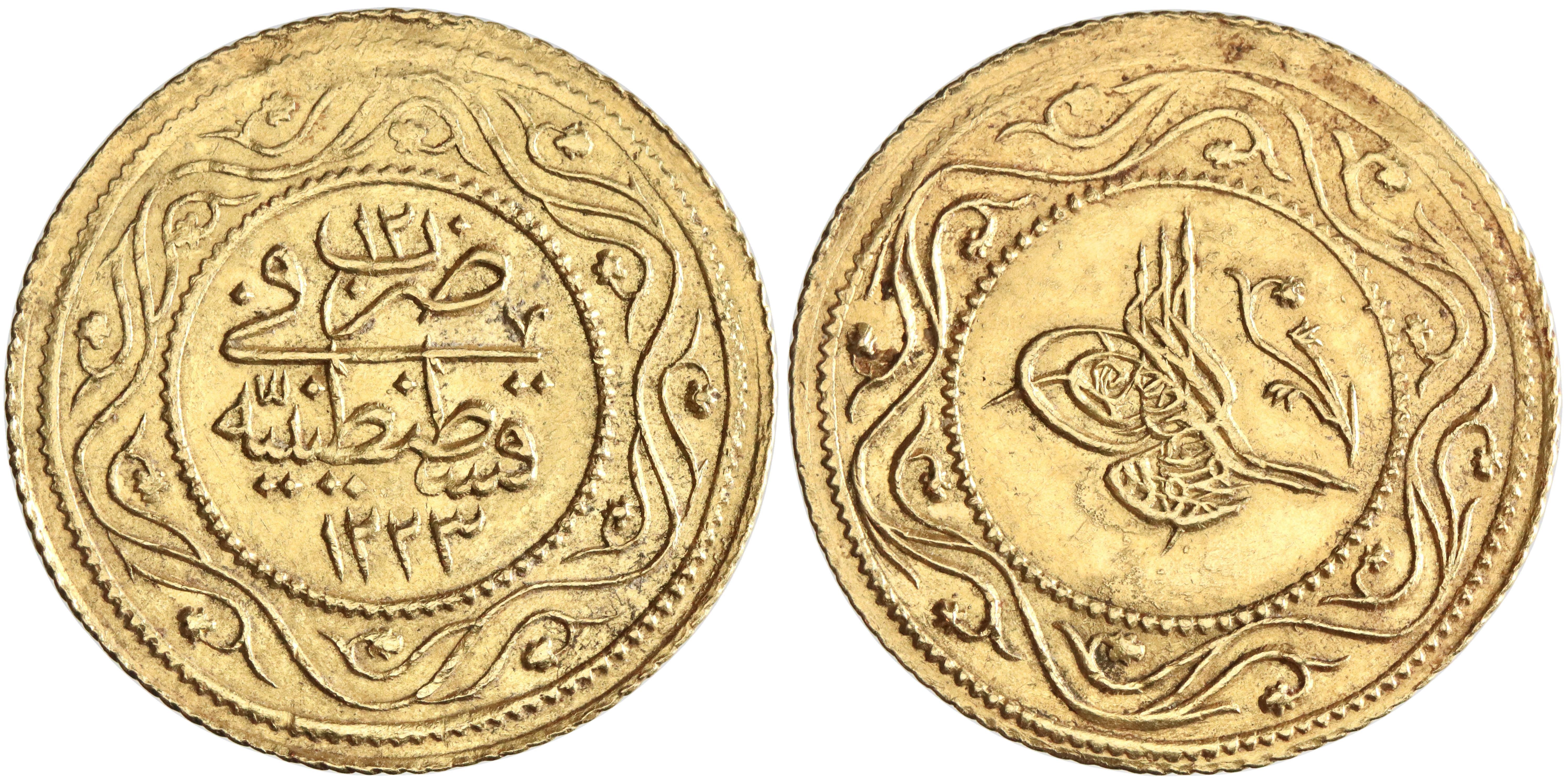 Mahmud Rumi Ottoman, Mahmud II, gold 2 rumi altin, Qustantiniya (Constantinople ...