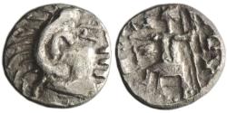 Ancient Coins - Eastern Arabia, Mleiha, in name of Abi'el, silver obol, Mleiha (Maleha, Sharjah) mint, 100 BCE-100 CE, crude imitation of the coinage of Alexander III the Great