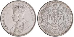 World Coins - British India: George V (1910-1936), silver rupee (11.64g), Bombay mint, 1913 CE.