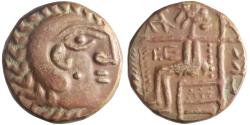 Ancient Coins - Eastern Arabia, Mleiha: in name of Abi'el, billon/bronze tetradrachm (15.89g), Mleiha (Maleha, Sharjah) mint, 100 BCE-200 CE. Crude imitation of the coinage of Alexander III