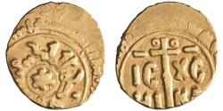 World Coins - Sicily: Tancred (1189-1194), gold tari (1.27g), Siqiliya (Sicily), 1189-1194 CE. Tancred cited with Arabic title al-Mu'azzam.