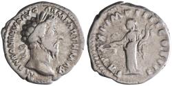 Ancient Coins - Roman: Marcus Aurelius (161-180), silver denarius (3.17g), Rome mint, 166-167 CE. Aequitas.