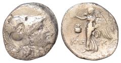 Ancient Coins - Side , Pamphylia. AR Tetradrachm (32 mm, 16g), c. 200 BC. Carefully countermarked later by Seleucid authorities. Head of Athena wearing corinthian helmet right;