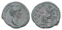 Ancient Coins - Faustina Senior. Augusta, AD 138-140/1. Æ As 28mm, 11.8g. Struck AD 138-141. Draped bust right / Concordia seated left, holding patera