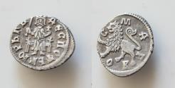World Coins - SERBIA. Djuradj I Brankovic. Despot, 1427-1456. AR Dinar  Djuradj seated facing on throne, holding sword and globus cruciger / Lion advancing left.