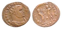 Ancient Coins - Severus II, as Caesar, 305-306. Antoninianus  20 mm, 3g Alexandria,  FL VAL SEVERVS NOB CAES Radiate, draped and cuirassed bust of Severus II to right. CONCORDIA MILITVM / ALE