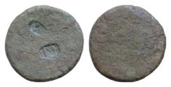Ancient Coins - SICILY. Uncertain  AE 24mm. 9,4g coin Very  Fine. Uncertain host coin. two  Countermark