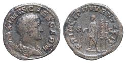 Ancient Coins - MAXIMUS CAESAR, January 7/May 16, 236–mid April 238. Sestertius, Rome, Æ 30mm  23.63g. MAXIMVS CAES GERM Draped bust of Maximus right. PRINCIPI IVVENTVTIS / S - C Maximus, in milit