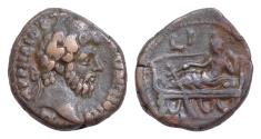 Ancient Coins - EGYPT. Alexandria. Marcus Aurelius, 161-180. Tetradrachm (Billon, 22mm, 12g,),  L I Tyche reclining left on lectisternium