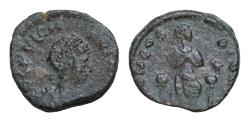 Ancient Coins - Aelia Pulcheria AD 414-453. Constantinople Follis Æ 14mm., 1,82g.Pulcheria standing facing, arms crossed across her breast, star to right. Good very fine Extremely rare