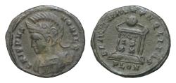 Ancient Coins - Crispus, (A.D. 317-326 as Caesar), AE18,5mm  follis  issued 322-3, London Mint, (2.4 g), obv. helmeted cuirassed bust to left of