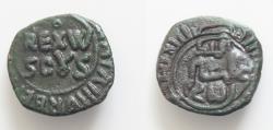 World Coins - Italy, Kingdom of Sicily. William II. 1166-1189. Æ follaro (15 mm, 1.6g, ). Messina.
