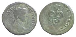 Ancient Coins - THRACE. Pautalia. Caracalla (198-217). Ae.28mm 15g  AV K M AVPH ANTΩNEINOC. Laureate head right. OVΛΠIAC ΠAVTAΛIAC. Lion-headed serpent coiled right.