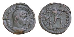 Ancient Coins - Constantine I 'the Great' Æ 16mm. 1,8g  Rome, AD 313. IMP CONSTAN[TINVS] P F AVG, bare head to right / FVND[A]T PACIS, Mars, holding trophy over shoulder, advancing to right,