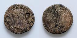 Ancient Coins - Claudius I (AD 41-54). AE sestertius (35,5mm, 27gm, ). PROB countermark. Rome, ca. AD 41-50.