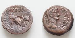 Ancient Coins - Egypt, Alexandria. Claudius. A.D. 41-54. Æ diobol (20 mm, 4.5g, ). RY 10 (A.D. 49/50). Laureate head of Claudius right / Clasped hands; in exergue, date (L I).