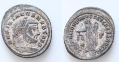 Ancient Coins - Galerius, as Caesar, 293-305. 90% Silvered Follis (Bronze, 30mm, 10g), Siscia, 301. MAXIMIANVS NOB CAES Laureate head of Galerius to right. Rev. SACRA MONET AVGG ET CAESS NOSTR