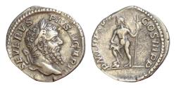 Ancient Coins - Septimius Severus AR 18mm 3,11g Denarius. Rome, 210. Laureate head r. / Neptune standing l., foot on prow, holding trident. RIC 234; RSC 543.