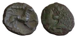 Ancient Coins - SICILY. Messana. Ae 18mm 3,4g Litra (Circa 278-276 BC) Head of Herakles left, wearing lion's skin. Lion standing right, club above, torch in exergue.