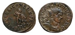 Ancient Coins - Maximianus, first reign, 286-305. Antoninianus (Silvered bronze, 22 mm, 3,4g,), Ticinum,Hercules standing front,