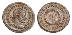 Ancient Coins - Constantine II, as Caesar, 316-337. Follis (Silvered bronze, 19 mm, 3.55 g, 1 h), Siscia, 321-324. CONSTANTINVS IVN NOB C Laureate head of Constantine II to right. Rev. CAESARVM NO