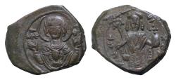 Ancient Coins - Andronicus I Comnenus Æ20mm 5g  Tetarteron. Thessalonica, AD 1183-1185. Bust of the Virgin Mary facing, orans, medallion with bust of Christ on her chest,