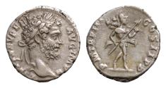 Ancient Coins - Septimius Severus, AD 193-211. AR, Denarius. 3,23 g. 18.8mm.  L SEPT SEV PERT [AVG IMP V]. Laureate head of Septimius Severus, right.  P M TR P III COS II P P. Mars