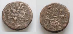 Ancient Coins - SELEUKIS and PIERIA, Antioch. 1st century BC. Æ Tetrachalkon 18mm, 7g. Dated SE 222 (92/1 BC). Laureate head of Zeus right / Zeus Nikephoros seated left