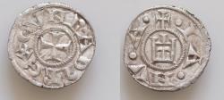 World Coins - ITALY, Genova. Repubblica. 1139-1339. AR Denaro (15mm, 0.6g,). Struck in the name of Holy Roman Emperor Conrad II, circa 1272