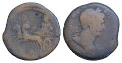 Ancient Coins - EGYPT, Alexandria. Trajan. AD 98-117. Æ Drachm (31mm, 13g, ). Dated RY 16 (AD 112/3). Laureate, draped, and cuirassed bust right, seen from the front / Dionysos Biga two panthers
