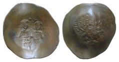 Ancient Coins - Alexius III Angelus Comnenus, BI, Aspron Trachy 28mm 3,1g Constantinople. 1195-1197 AD.