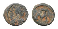 Ancient Coins - MIGRATION PERIOD Vandals. Hilderic. 523-530. Æ 9 mm, 1g. Diademed, draped and cuirassed bust of Justinian right / A monogram. BMC 141-8.