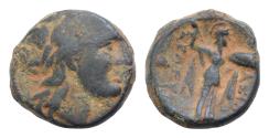 Ancient Coins - Seleukid King of Syria. Antioch on the Orontes. Seleukos I Nikator 312-281 BC. Bronze Æ 18mm.,6,7g.Athena Promachos Laureate head of Apollo ,