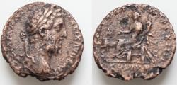 Ancient Coins - Commodus. A.D. 177-192. Æ as (24mm, 7,2g,). Rome mint, Fortuna seated left on throne, holding patera Doe left !!!! Extremely Rare !!!!.