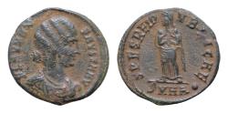Ancient Coins - Fausta (wife of Constantine I) Æ 17mm 2,6g. Heraclea, AD 325-326. FLAV MAX FAVSTA AVG, mantled bust to right / SPES REIPVBLICAE, veiled, in her arms two children