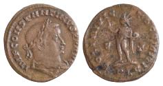 Ancient Coins - Constantine I. A.D. 307/10-337. AE follis (21 mm, 3.60 g, ). Lugdunum mint, struck A.D. 309-310. IMP CONSTANTINVS P F AVG, laureate, draped, and cuirassed as seen from the back