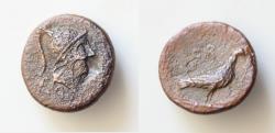 Ancient Coins - Greek  Uncertain Bronze coin  AE15mm 2,8g  (4th century BC). Obv: Helmetet head ???  ring . Rev: Eagle SR. Very  Rare !