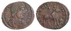 Ancient Coins - Julian II. AD 360-363. Æ (28mm, 6.6 g, ). Arelate (Arles) mint, 1st officina. Diademed, draped, and cuirassed bust right /SECURITAS REI PVB; Bull standing right,