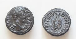 Ancient Coins - Moesia Inferior. Marcianopolis. Geta as Caesar AD 197-209. Asklepius , serpent Bronze Æ 17mm.,3,7g