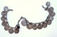 World Coins - Crusaders period. Lot of 17 silver French and Venetian coins Crusaders coin from the 12th -13th century made into a necklace. Good Very Fine. 64 grams silver. Extremely Rare