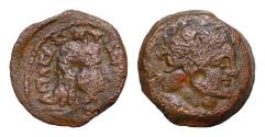 Ancient Coins - Ptolemaic Kingdom of Egypt, Ptolemy VI with Kleopatra II(?) Æ 16,5mm. Kyrene, circa 168-163 BC.