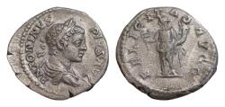 Ancient Coins - Caracalla (198-217 AD). Rome AR Denarius (18mm 3g) ANTONINVS PIVS AVG. Laureate and draped bust of Caracalla, right.  FELICITAS AVGG. Felicitas