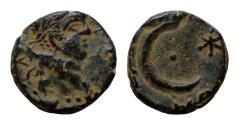 Ancient Coins - MESOPOTAMIA. Carrhae. Uncertain, early 3rd century AD. Ae bronze, 2,3g, 13mm). Draped and cuirassed bust right. Rev. Crescent, star.