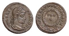Ancient Coins - Crispus, Caesar (AD 316-326). Silvered Follis (AE, 18 mm, 3,2g) AD 321-324, Siscia. IVL CRISPVS NOB C Head of Crispus right, laureate. / CAESARVM NOSTRORVM