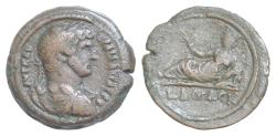 Ancient Coins - EGYPT, Alexandria. Hadrian. AD 117-138. Æ Hemidrachm (29mm, 13.36 g, ). Dated RY 12 (AD 127/8). Laureate, draped, and cuirassed bust right, seen from behind / Euthenia