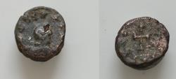 Ancient Coins - VANDALS.under Gaiseric or Huneric ,Pseudo-Imperial coinage AD 440-490 or later. Æ Nummus 8mm 0.6g  retrograde , pearl-diademed, draped, and cuirassed bust right / retrograde  cross