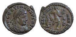 Ancient Coins - Gratian Æ 17mm 2,1g  Siscia, AD 367-375. D N GRATIANVS P F AVG, pearl-diademed, draped and cuirassed bust right / GLORIA ROMANORVM, Emperor advancing right,