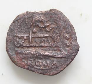 Ancient Coins - The Roman Republic Elephant's Head series (L. Caecilius Metellus Diadematus, or Delmaticus - ?), Quadrans, Rome, ca. 128 BC;