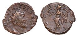 Ancient Coins - Tetricus I. Romano-Gallic Emperor, A.D. 271-274. AE antoninianus 18 mm, 3,9g, Cologne A.D. 272. IMP C TETRICVS P F AVG radiate, draped and cuirassed bust right / COMES AVG, Victory